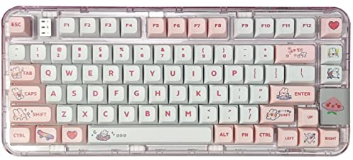 XDA Profile Tastenkappen,130 Tasten Tastenkappen Set,PBT Dye Sublimation Keycaps US-Layout Tastenkappen für Cherry MX Schalter Machanical Tastatur Keycaps (Rosa Kaninchen)