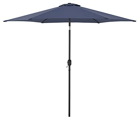 casa.pro Sombrilla Terraza Exterior Inclinable con Articulación y Manivela Parasol Terazza Poliéster Acero Ø 270 x 235 cm - Azul Marino