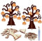 Matogle 6 Sets Halloween Deko Halloweenbaum mit Kleiner Kürbis zum Aufhängen Holzbastelsets Halloweendeko Bastelset zum Bemalen Basteln 3D Baum für Kinder als Halloweengeschenke Party Mitgebsel DIY