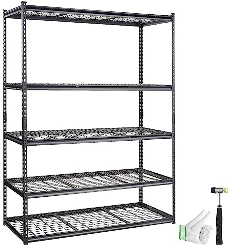 VEVOR Lagerregal 5-stufig verstellbar 907,2 kg Kapazität Garagenregale, Metall-Organizer Drahtregal schwarz 152,4 x 61 x 198,1 cm für Küche, Speisekammer Keller Badezimmer Wäscheschrank
