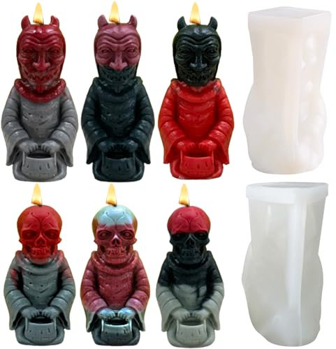 DIY Totenkopf Epoxidharz Formen,3D Epoxidharz Silikonform,Halloween Schädel Silikonform,DIY Handwerk, handgefertigte Aromatherapie, Kerzenputz, Ornamente kerzen selber machen set mit formen