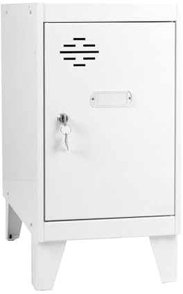 Simon Rack Simonlocker Kommode, klein, 575 x 300 x 500 mm, Amario aus Metall, mit Schlüssel, Weiß