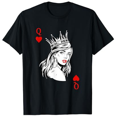 Königin der Herzen Spielkarte Schönes Kostüm Damen Herren T-Shirt