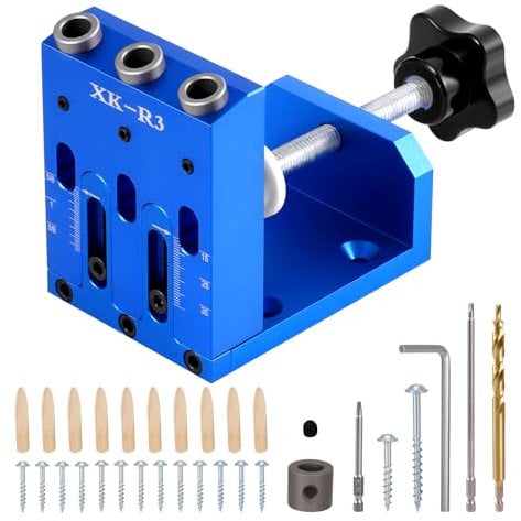 Pocket Hole Jig Kit, Drill Guide Joint Angle Tool, Adjustable Drill Guide Puncher Locator, Cabinet Door Installation Positioner Angle Positioning Tool, DIY Woodworking Tools Carpentry Locator