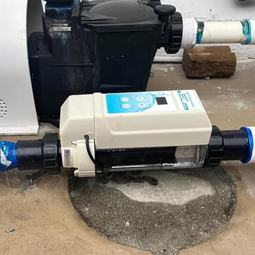 HSSMEUR Système d'électrolysation de Piscine à l'eau salée,Générateur de Chlore d'eau salée avec Fonction de Nettoyage Automatique,Nettoyeur de cellules au sel Facile à Installer(80M3/16g/hr)