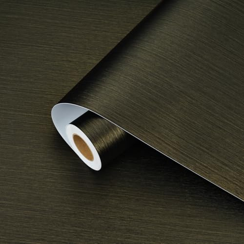 Skyblur Metallic Wallpaper Dark Brown Gold Kitchen Worktop Vinyl Wrap Peel and Stick Textured Wallpaper Metallic Worktop Vinyl Covering Contact Paper Self Adhesive 40x300cm Wall Paper for Livingroom