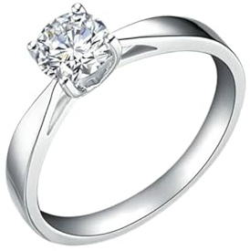 Trauringe Weißgold, Eheringe Frau Weiß Diamant 0.5 Karat Hochzeitsringe 18 Karat Weißgold Größe 49 (15.6)