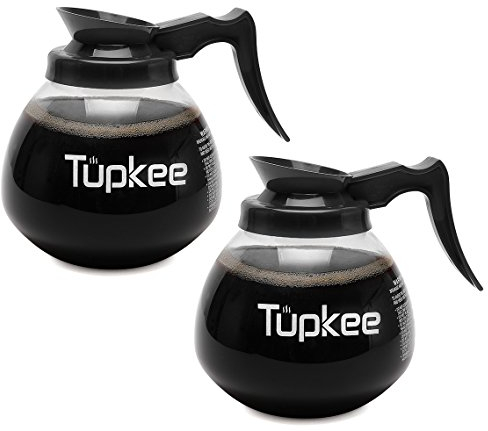 tupkee taza de café ollas 12 de cristal decantador/jarra de repuesto (, 64 oz, 2 mango negro, juego de 2