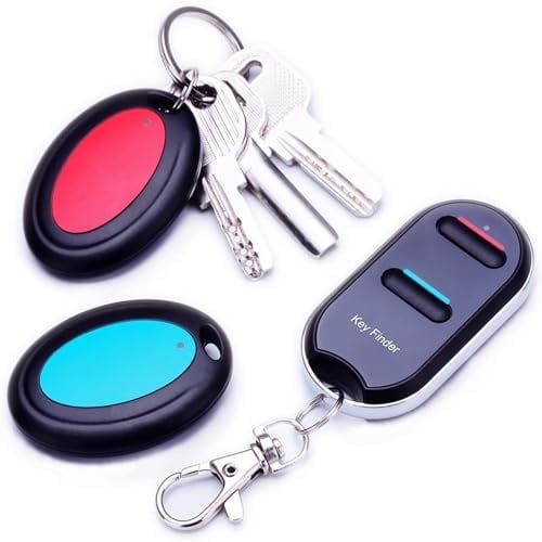 VODESON Localisateur d'objets (clés, Portefeuilles...) Porte Clés Siffleur Key Finder (2 récepteurs)