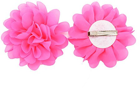 PrettyBoutique Girls Kids Women Chiffon Flower Hair Clip Alligator Clip Party Wedding (10cm, Neon Rose)