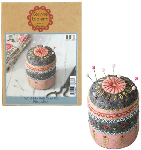 Corinne Lapierre Pincushion Felt Craft Mini Kit, ['Marl soot', 'Dusty Pink']