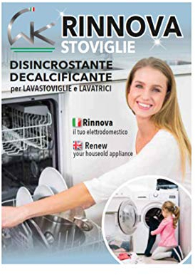 WK Rinnovastoviglie | Decalcificante | Sciogli Calcare Professsionale Per Lavastoviglie e Lavatrice | Curalavastoviglie e Curalavatrice | 3 Bustine