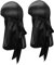 Century Star Satin Seide Kopf Wrap Durag Long Tail Beanies für Männer Frauen Headwraps Cap, 2 Stück, schwarz und schwarz, Einheitsgröße