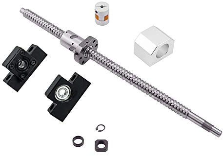 Vite a Ricircolo di Sfere SFU2005 RM2005 800mm Diam 20mm con Dado e Alloggiamento di Montaggio + Attacchi EK/EF15 + Accoppiamento, con Estremità Lavorata, lunghezza 31.5 inch/ 800mm