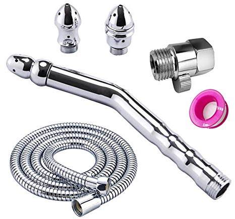 Enema Dusche Analdusche mit 3 Duschköpfe,Anal & Vaginal Dusche Mit 3 Stück Enema Kit,Klistierspritze Set Für Frauen Männer (Silber) (3 Stück Set)