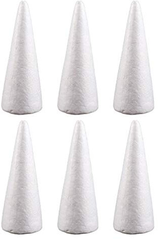 VALICLUD Styroporkegel Styroporkugeln Weiß Weihnachtsbaum Form Styroporbälle Styropor Form für DIY Basteln Kunst Handwerk Weihnachtsschmuck Weihnachtsdeko 24CM 6 Stück