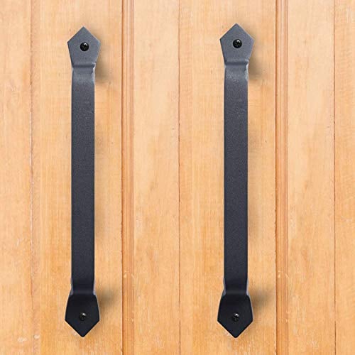 WANLIAN 11-Zoll-antike feste schwere Gusseisen Türgriff Tür ziehen Scheunentor Griff Handschuhe, Outdoor, Garage, Kleiderschrank, indoor schwarz (2 pack)