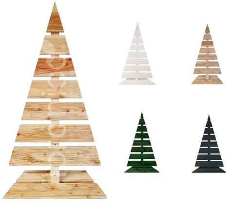 Floranica Albero di Natale in Legno Naturale 90x45cm Decorazione Natalizia per Interni ed Esterni Grande Albero in Legno di larice Fatto a Mano, Grande Naturale