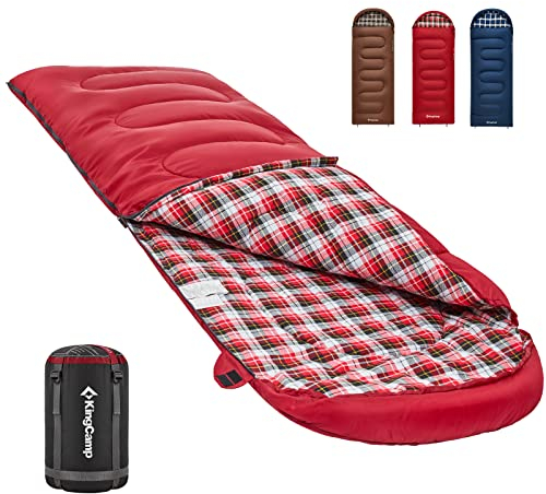 KingCamp Unisex-Adult Sleeping Bag Camp, Dickere Pro Rot-L-Zip, Komfort: 4°C Limit: 0°C Extrem: -15°C