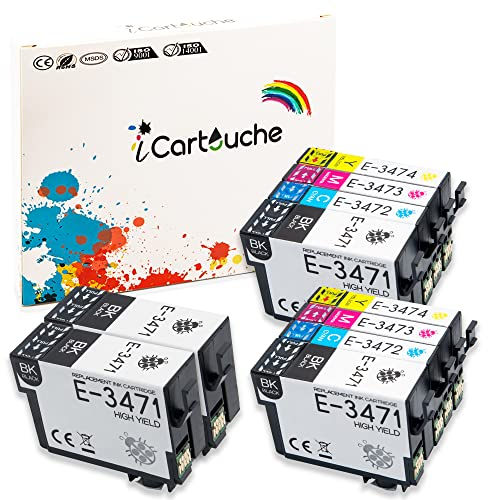 icartouche Kompatible Tintenpatrone für Epson 34XL für Epson Workforce Pro WF-3720DWF WF-3725DWF (4BK 2C 2M 2Y)