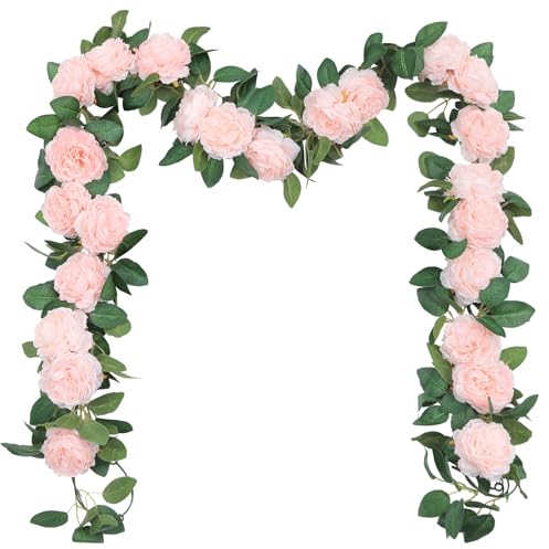 SHACOS 3 Stück Blumengirlande Künstlich Rosa, 6,5 FT Künstliche Blumen Girlanden Hängend Gefälschte Blumen Pflanzen Dekoration für Hochzeit Zuhause Garten Wände