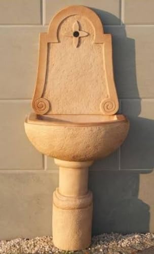 Casa Padrino Jugendstil Wandbrunnen Beige 61 x 36 x H. 148 cm - Eleganter Gartenbrunnen - Gartendeko Stein Brunnen - Barock & Jugendstil Garten Deko Accessoires