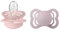 BIBS Supreme Schnuller 2er-Pack, BPA-frei, Symmetrischer Nippel. Silikon, Hergestellt in Dänemark. 0-6 Monate (2er Pack), Blossom/Dusky Lilac