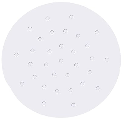 Lot de 100 Papier Sulfurisé pour Air Fryer de 20cm, Perforé Papier Cuisson Air Fryer, Rond, Non Blanchi, Papier Air Fryer pour Four en Micro-ondes, Airfryer Papier Cuisson Blanc
