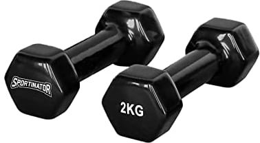 SPORTINATOR® Hantel 2er-Set 1, 2, 3 oder 5 kg Hantelset, schwarz fürs Homegym, Studio oder zuhause im 6-Kant-Stil,Unisex, Kraftsport dumbell set, Kurzhanteln in einem klassischen Look (2 Kg (2 Stück))