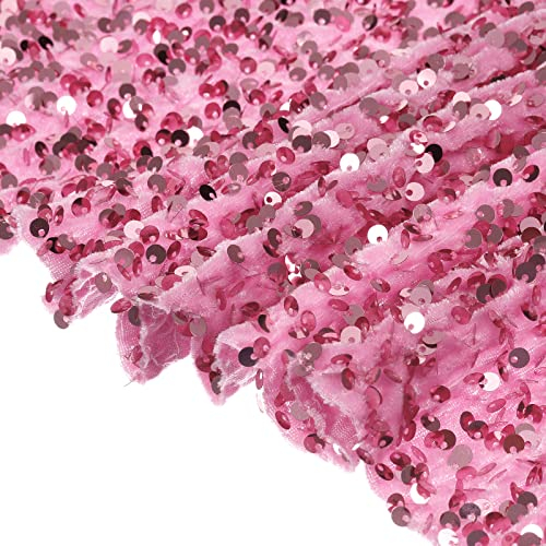 sourcing map Pailletten Stoff Meterware 120cm x 455cm Sparkly Stoff glitzernder Stoff Pailletten-Stoff Flanell mit 5mm Runde Pailletten, Rosa