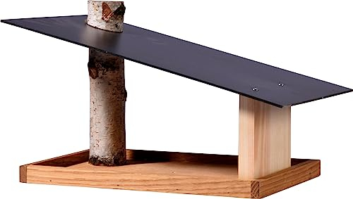 dobar® Design-Vogelfutterhaus Futura für Ständermontage - Futterstation für Wildvögel - 35 x 24 x 22 cm - Holz Eiche Kiefer