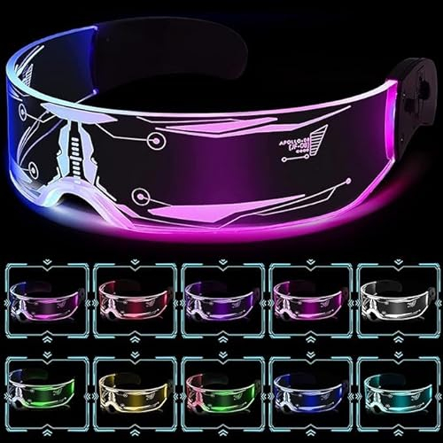 Shop-UP! Cyber Punk LED Brille für Partys und Rave-Musik, transparent, wählen Sie das passende Modell (Wireless)