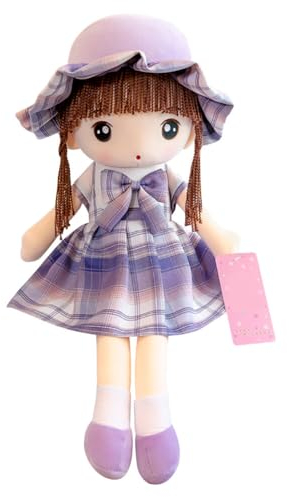 90CM Kuschelpuppe Weiche Stoffpuppe mit Kleidung und Haar für Kinder Mädchen von 0-5 Jahren, Baby Mädchen Geschenke Baby Puppe Doll Taufgeschenk Plüschtier Handmade Textilpuppen Gefüllte Puppen