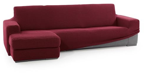 SOFASKINS® super elastischer Chaise Longue überzug, Sofabezug Kurze Linke Armlehne, Sofa überzug atmungsaktiv, bequem und langlebig, Kompatible Abmessungen des Sofas (210-340 cm), Farbe Bordeaux