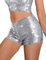 Pailletten Shorts für Damen, hoch taillierte, elastische, gerade geschnittene, glänzende Hotpants, sexy funkelnde Glitzer Rave Shorts für Party Konzerte, lässige, lockere Hotpants für Clubwear