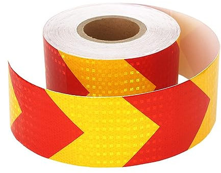 Reflektierende Klebebandaufkleber, Warnband, Pfeilführungsschild, reflektierende Aufkleber for Fahrzeuge, Fahrräder, Kleidung, Helme, Briefkästen (3,9 Zoll × 164 Fuß), weiß rot (Color : Orange Red)