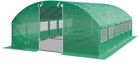 TOOLPORT Invernadero túnel Invernadero Jardín para Plantas con Ventanas 4x6m - Lona de PE 180g/m² Verde Transparent