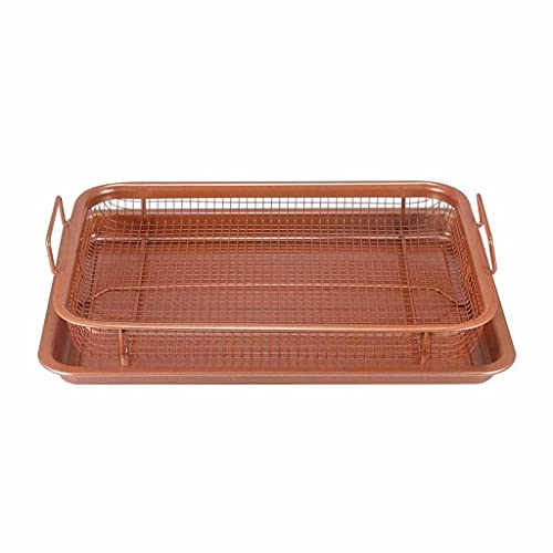 YOtat Copper Baking Tray Oil Frying Baking Pan Non-Stick Chips Basket Baking Dish Grill Mesh Kitchen Tools