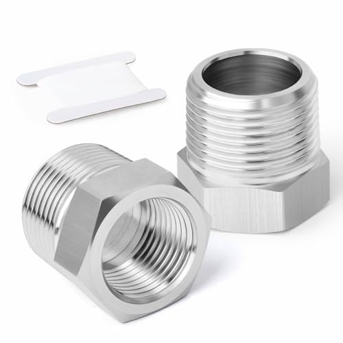ERGAOBOY 2 pcs 304 réducteur en acier inoxydable Douille hexagonale, 1-1/2 BSP mâle à 1 BSP femelle tuyau, réducteur d’adaptateur de raccord convertisseur