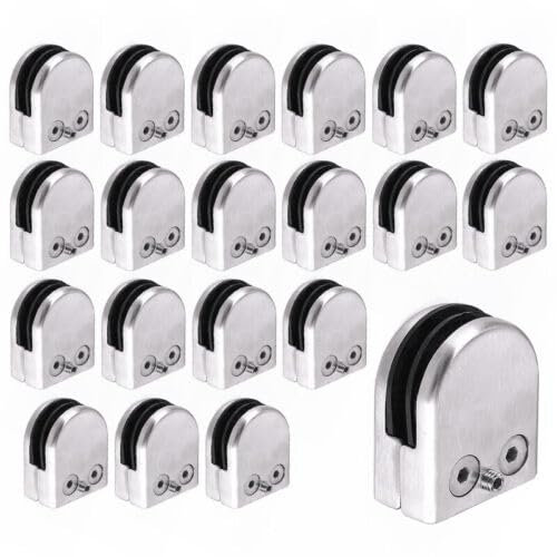 20 Edelstahl Glashalter Glasklemme Klemmhalter Flach Anschluss Glas Clamp 8-10mm Stahl 304 Verstelbare Glashaterung Kit fur Balustrade Treppe Handlauf
