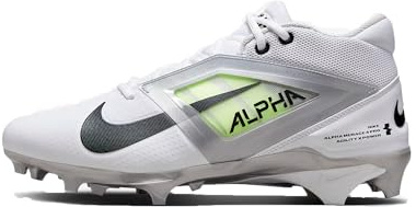 Nike Alpha Menace 4 Pro Football Cleats (FD7037-100, White/Metallic Silver/Photon Dust) Size 9.5