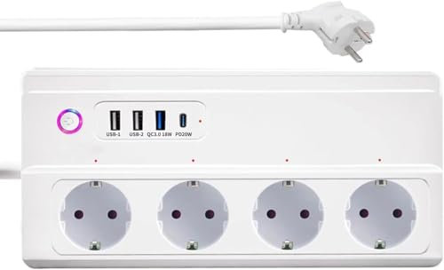 Zauzau Regleta mate, enchufe múltiple inteligente, cargador rápido con Alexa, Apple HomeKit y Google, 16 A (requiere un concentrador mate)