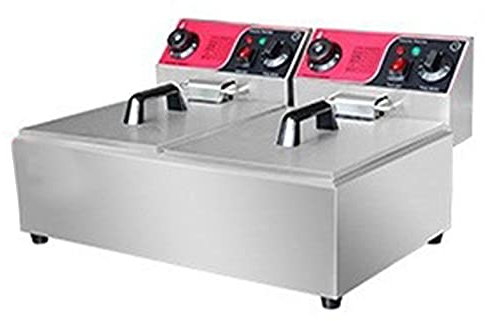 Freidora eléctrica 6L/6L+6L, freidora eléctrica Comercial con Cesta, con función de Control de Temperatura y sincronización, para Uso Comercial y doméstico