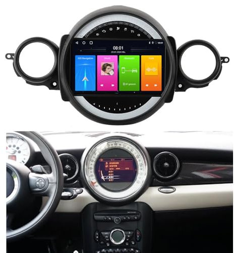 Autoradio Lettore GPS Navi Navigazione Carplay/Android 9 pollici HD Touch Screen di Ricambio per BMW Mini Cooper Clubmann Coupe R55 R56 R57 R58 R59 R60 R61 2007-2014
