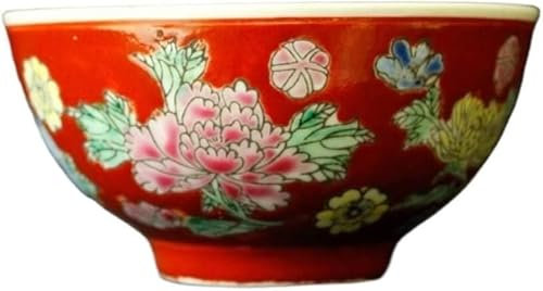 BPABDEITR Bol Chinois Ancien en Céramique Vaisselle Asiatiqu Bol en céramique Bol à Soupe11cm 4.5in Céramique Peinte à la Main Pastel Million Fleur Bol de Riz en céramique