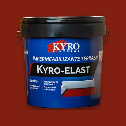 Kyro Elast Premium Pintura Impermeabilizante Elástico con Fibra para Terrazas- Pintura Antigoteras - Máxima Resistencia y Flexibilidad - Pintura Para Exteriores - Pintura Para Patios (Rojo, 4L)