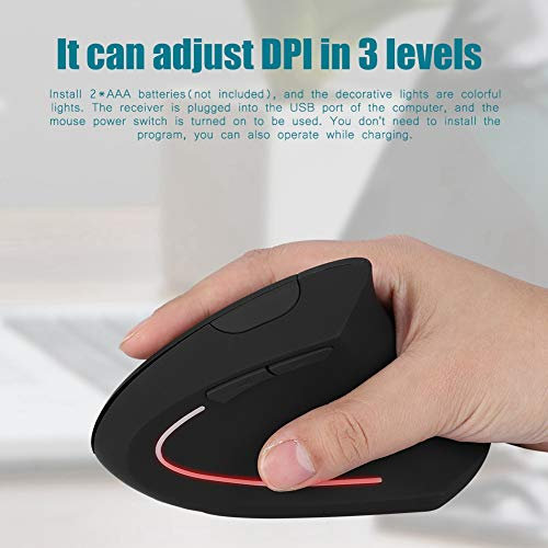 Fdit Mouse USB Ottico Wireless da 2,4 GHz per Mancini, Design Verticale Ergonomico con 6 Pulsanti Programmabili, Adatto a Mancini