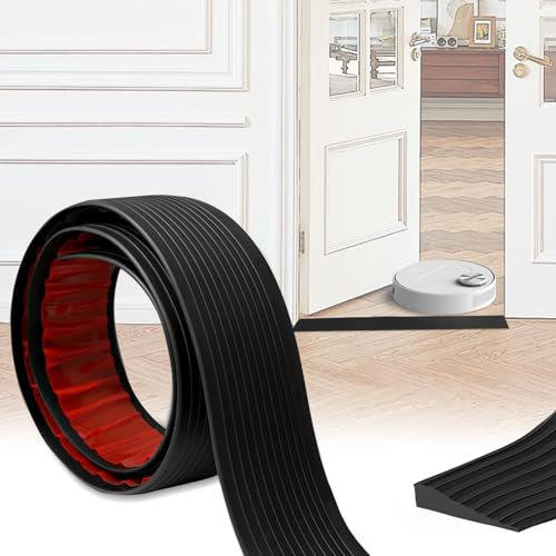 Türschwellenrampe,1cm Höhe Übergangsprofil Selbstklebend Schwellenrampe,Anti-Slip Gummi Türschwellenrampe Saugroboter, für Rollstühle, Kinderwagen, Innen und Außenbereich(Schwarz,2M x 5CMx1CM)