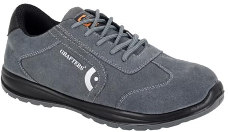 Grafters M847 Unisex Suede Leather Steel Toe Cap Kevlar Composite Midsole Comfort Lace Up Safety Trainers