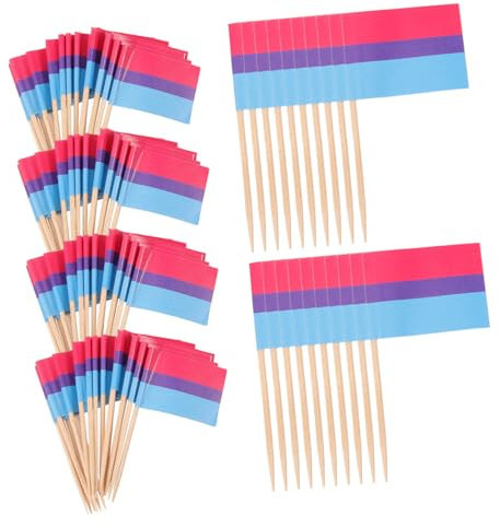 DECHOUS 100St Zahnstocher sandwichtoster fist gleit creme käsewürfel geitost käse Partyzubehör Pansexuelle Flagge Stolz-Pin Dekorationen Flaggen Dessert- Cocktail-Picks-Flagge Papier
